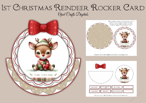 1st Christmas Reindeer Rocker Card