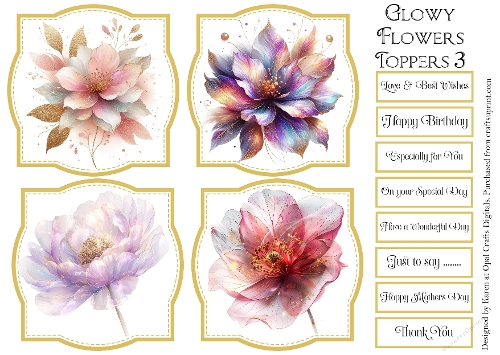Glowy Flowers Topper & Sentiment Kit 3