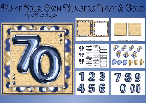 Custom Number Cards Make Your Own Number Cards Kit - Navy & Gold - CUP1424880_14757 ...