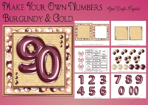 Make Your Own Number Cards Kit - Burgundy & Gold