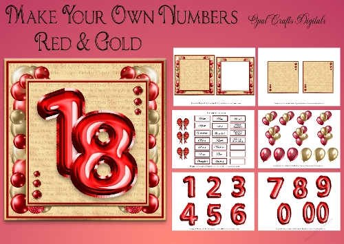 Make Your Own Number Cards Kit - Red & Gold
