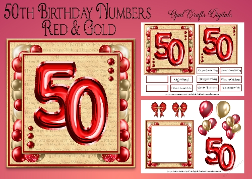 Milestone Birthday Red & Gold 50th