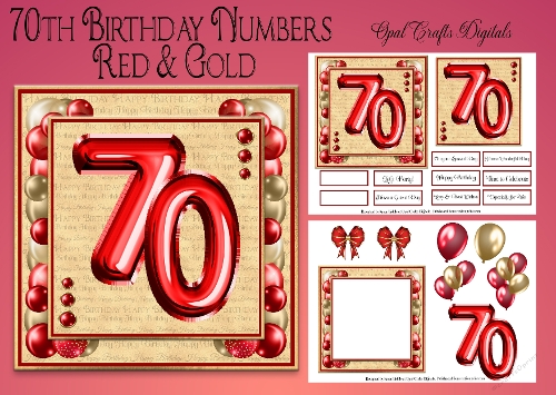 Milestone Birthday Red & Gold 70th