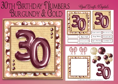 Milestone Birthday Burgundy & Gold 30th