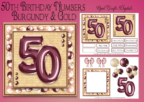 Milestone Birthday Burgundy & Gold 50th