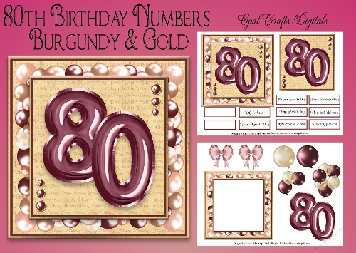 Milestone Birthday Burgundy & Gold 80th