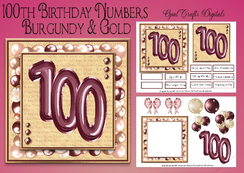 Milestone Birthday Burgundy & Gold 100th