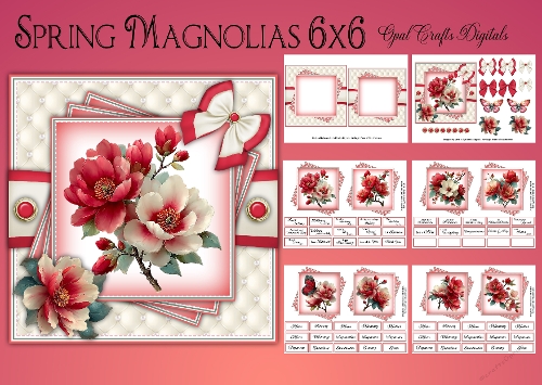 Spring Magnolias 8 Toppers Kit 6x6