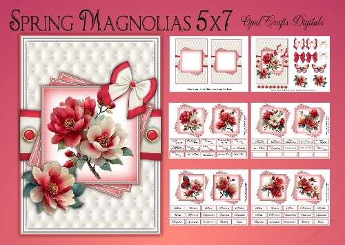 Spring Magnolias 8 Toppers Kit 5x7