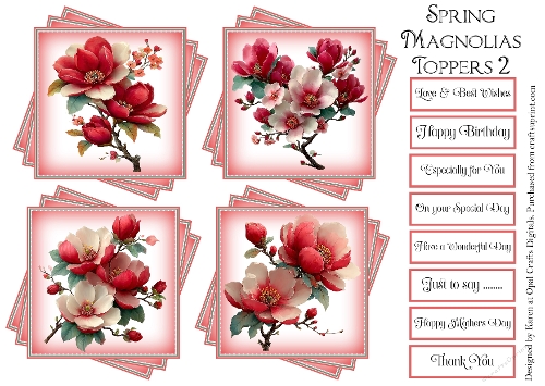 Spring Magnolias Floral Toppers & Sentiment Kit 2