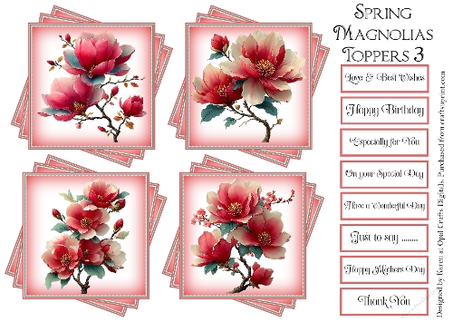 Spring Magnolias Floral Toppers & Sentiment Kit 3