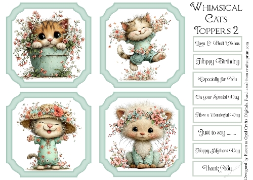 Whimsical Cat Toppers & Sentiment Kit 2