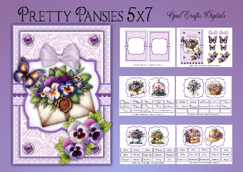 Pretty Pansies 8 Topper Kit - 5x7