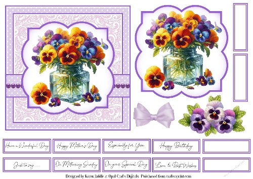 Pretty Pansies Card Base & Topper Kit 2 - 6x6