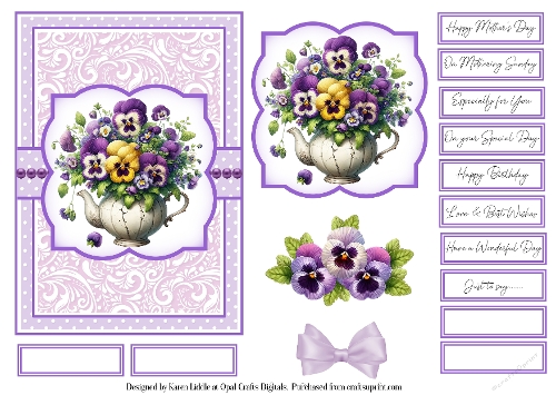 Pretty Pansies Card Base & Topper Kit 1 - 5x7