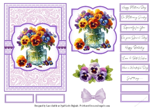 Pretty Pansies Card Base & Topper Kit 2 - 5x7
