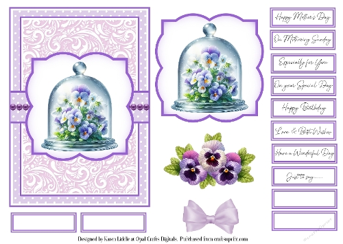Pretty Pansies Card Base & Topper Kit 4 - 5x7