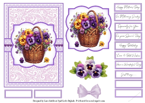Pretty Pansies Card Base & Topper Kit 6 - 5x7