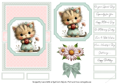 Whimsical Cats Card Base & Topper Kit 1 - 5x7