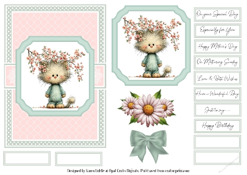 Whimsical Cats Card Base & Topper Kit 2 - 5x7
