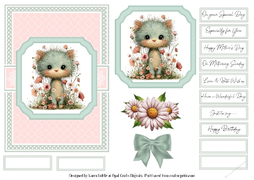 Whimsical Cats Card Base & Topper Kit 4 - 5x7