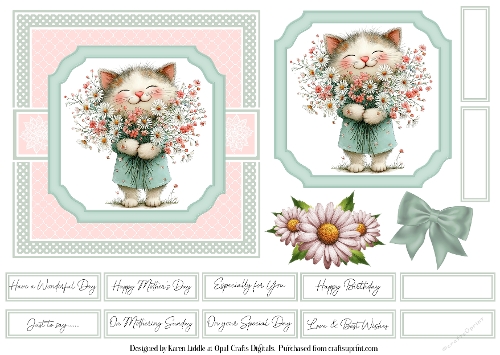 Whimsical Cats Card Base & Topper Kit 5 - 6x6