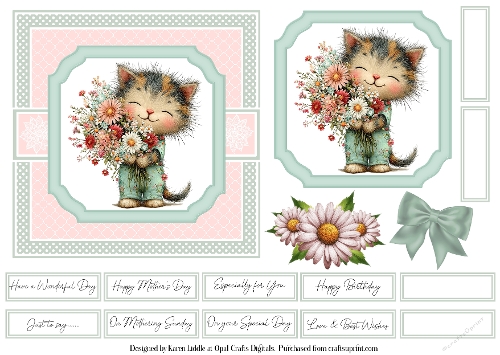 Whimsical Cats Card Base & Topper Kit 6 - 6x6
