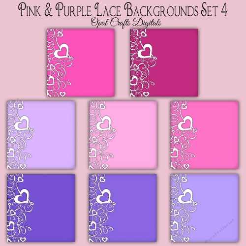 Pink & Purple Lace Border Background Kit - Set 4
