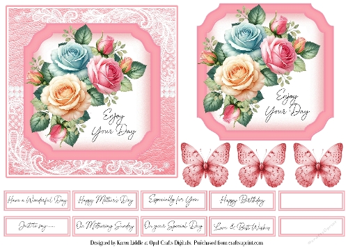 Roses-Enjoy Your Day Card Base & Topper Kit 1