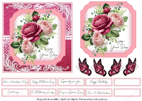 Roses-Enjoy Your Day Card Base & Topper Kit 2