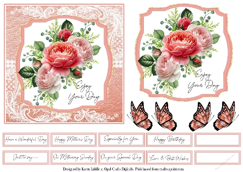 Roses-Enjoy Your Day Card Base & Topper Kit 3