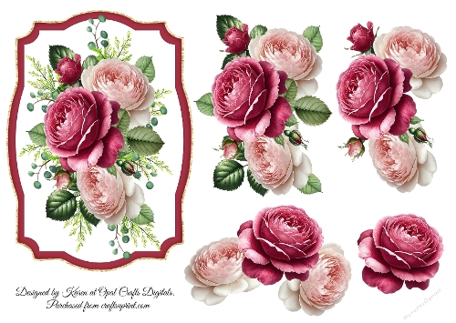 Framed 3D Decoupage Roses Sheet 1