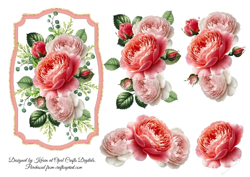 Framed 3D Decoupage Roses Sheet 2