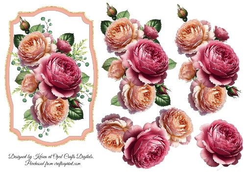 Framed 3D Decoupage Roses Sheet 4