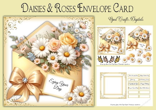 Daisies & Roses Envelope Card