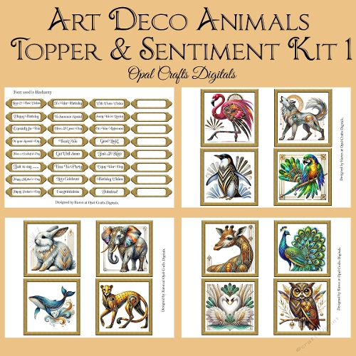 Art Deco Animal Toppers & Sentiments Kit 1