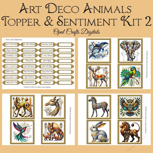 Art Deco Animal Toppers & Sentiments Kit 2