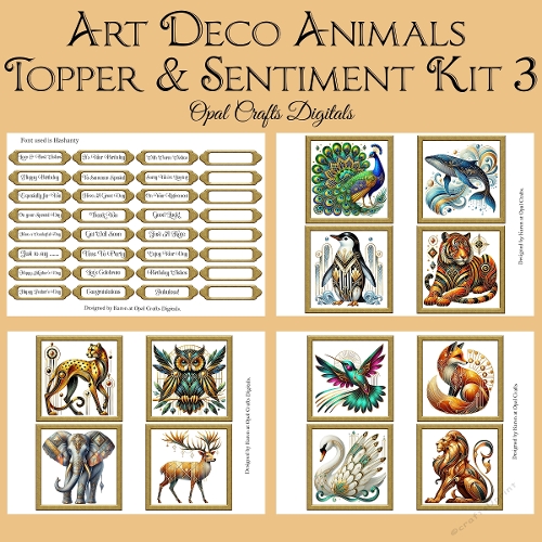 Art Deco Animal Toppers & Sentiments Kit 3
