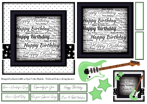 Happy Birthday Light Green Guitar