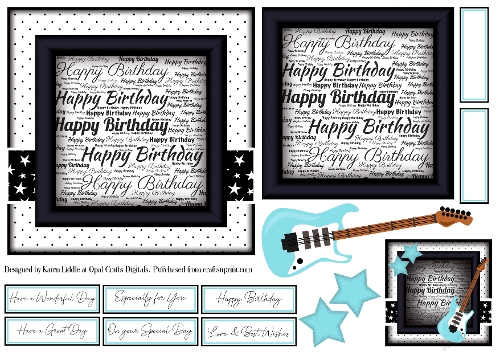 Happy Birthday Light Blue Guitar