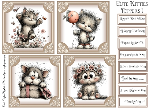 Cute Kitties Toppers & Sentiments Kit 1