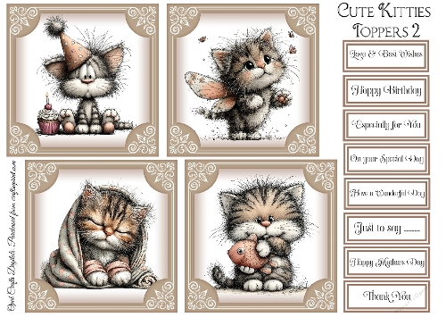 Cute Kitties Toppers & Sentiments Kit 2