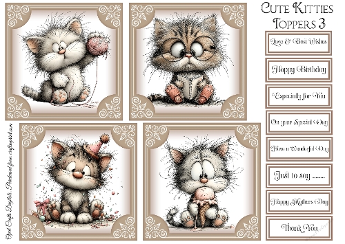 Cute Kitties Toppers & Sentiments Kit 3