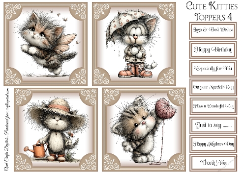 Cute Kitties Toppers & Sentiments Kit 4