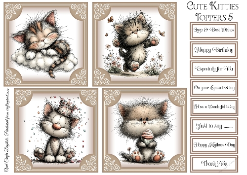 Cute Kitties Toppers & Sentiments Kit 5