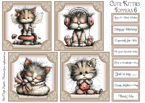 Cute Kitties Toppers & Sentiments Kit 6