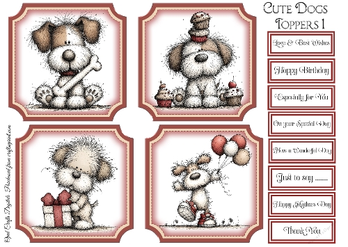 Cute Dogs Toppers & Sentiments Kit 1