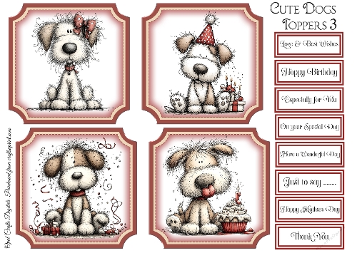 Cute Dogs Toppers & Sentiments Kit 3