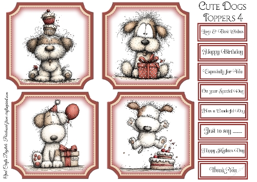 Cute Dogs Toppers & Sentiments Kit 4