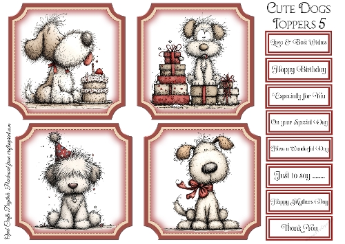 Cute Dogs Toppers & Sentiments Kit 5